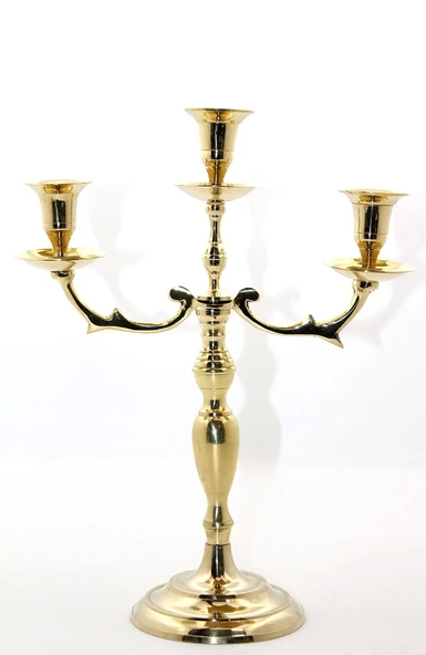 Pirinç 3'lü Şamdan Model 2 ürün görseli 1