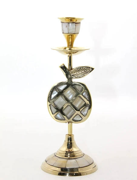 Pirinç Sedefli Tekli Şamdan Model 1 ürün görseli