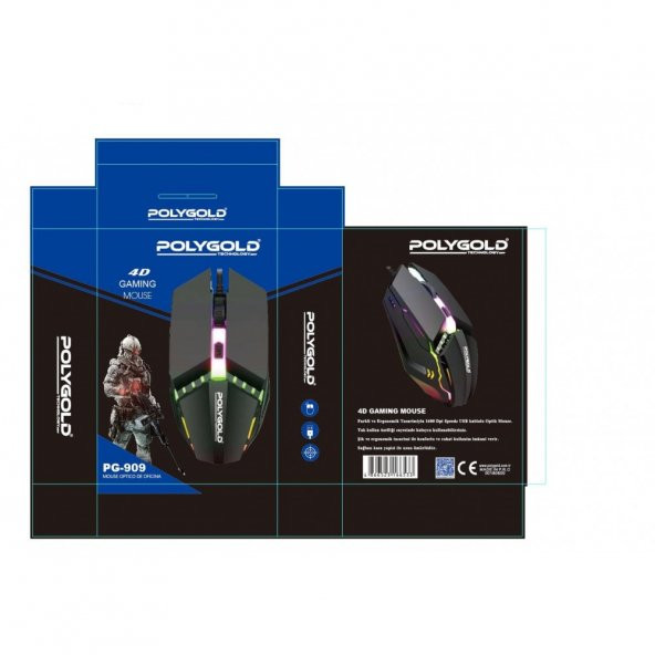 Polygold PG-909 Kablolu Işıklı Optik Oyuncu Mouse - 3