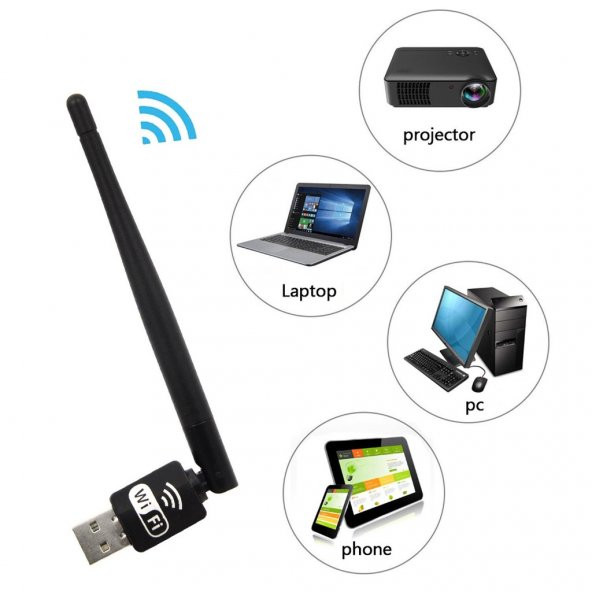 3 Dbi Wireless Antenli Adaptör Kablosuz USB Wi-Fi Alıcı
