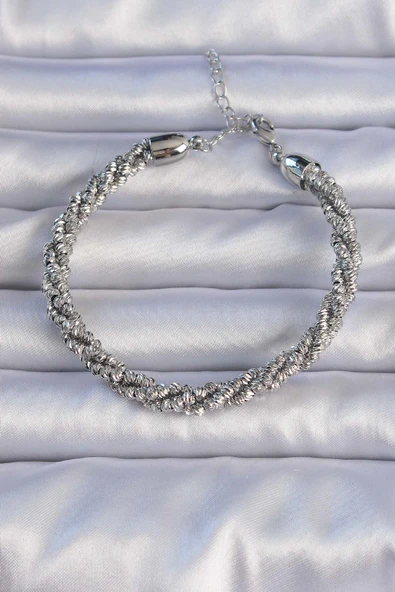 Pirinç Gümüş Renk Sarmal Model Bileklik - TJ-BB6296 ürün görseli