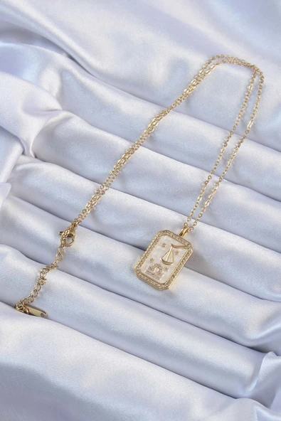 316L Çelik Zincir Altın Renk Zirkon Taşlı Çerçeveli Tarot Kolye - TJ-BKO9233 - Resim 2