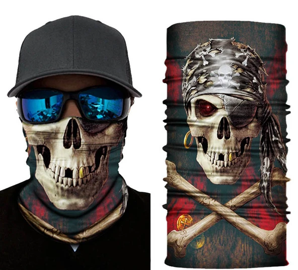 Siyah Renk Üzeri Likralı Korsan Kafatası Baskılı Baf Buff Bandana 30x48 cm ürün görseli
