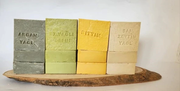Doğal Üretim Sabunu Karışık (Argan-Defne-Bıttım-Saf Zeytinyağlı) 12'li Set ürün görseli 1