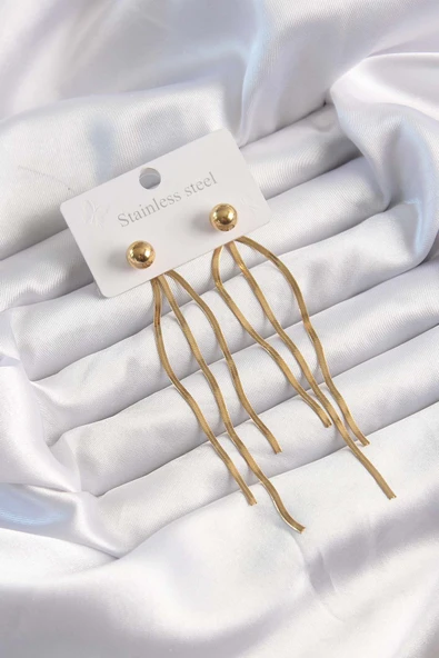 316L Çelik Altın Renk İtalyan Model Topçuk Küpe - TJ-BKP9491 ürün görseli