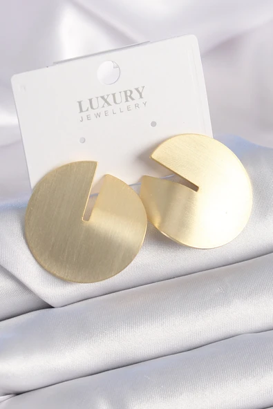 Pirinç Gold Renk Daire Plaka Model Kadın Küpe - TJ-BKP9525 ürün görseli