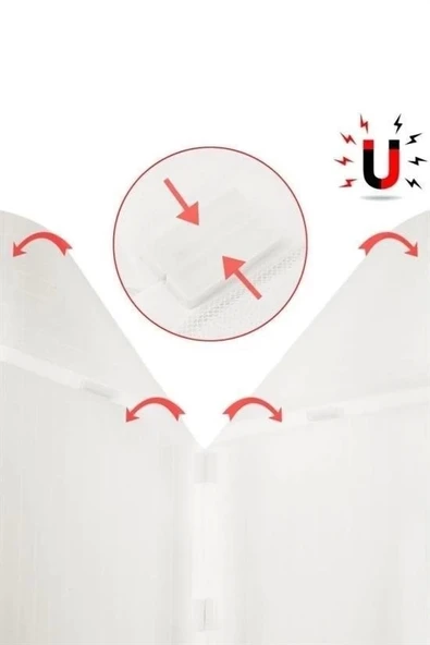 BUFFER® Pratik Manyetik Mıknatıslı Beyaz Kapı Pencere Sinekliği Tülü 90 x 210 cm - Resim 7