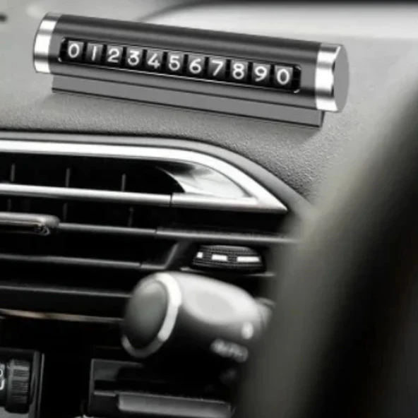 BUFFER® Alüminyum Kasa Siyah Renk Çevirmeli Araç Içi Telefon Numaratörü Park Oto Numaratörü - Resim 5