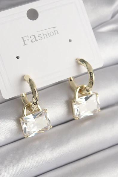 Pirinç Gold Renk Sallantı Zirkon Taşlı Çanta Model Kadın Küpe - TJ-BKP9770 ürün görseli