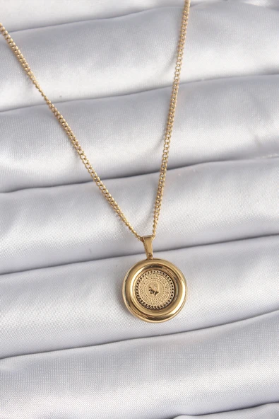 316L Çelik Gold Renk Zincir Gold Altın Model Kadın Kolye - TJ-BKO9572 ürün görseli