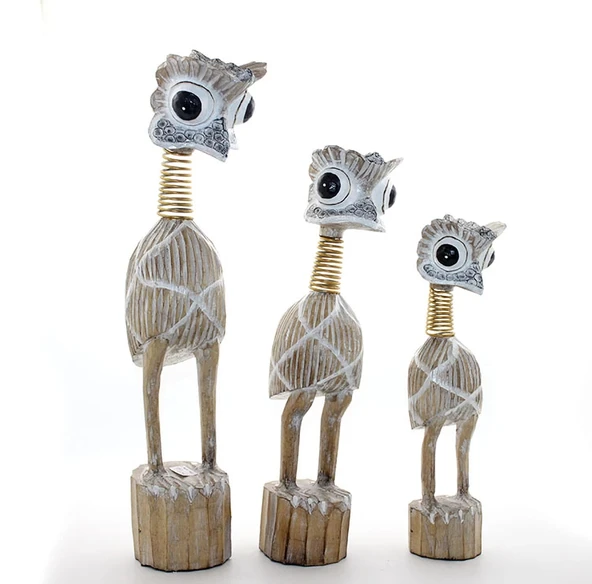 Ahşap 3'lü Emu Kuşu Seti ürün görseli 1