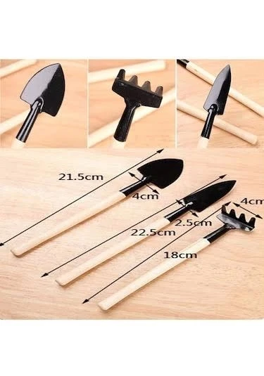 Mini Ahşap Hobi Bahçe Seti 3 Parça - Resim 4