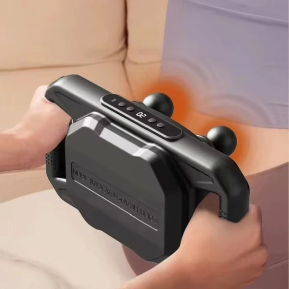 BUFFER®4 Başlıklı Masaj Tabancası – 12W Derin Doku & Kas Ağrısı Giderici, 20 Seviye & 6 Mod - Siyah - Resim 3