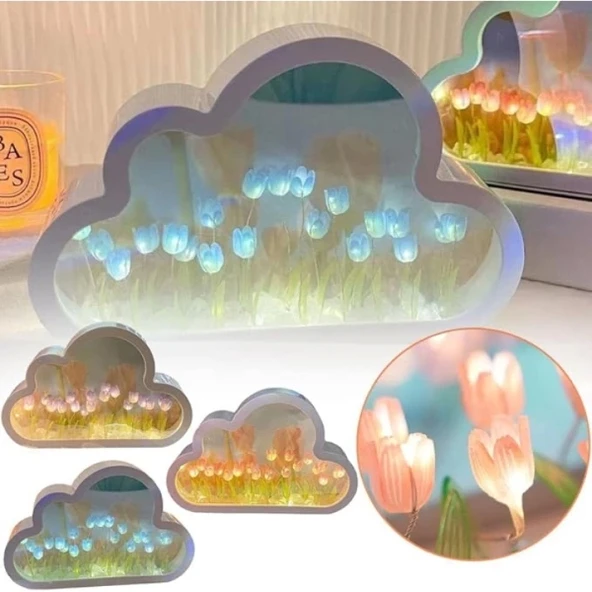 El Yapımı Büyük Boy Bulut Gece Lambası - Resim 3