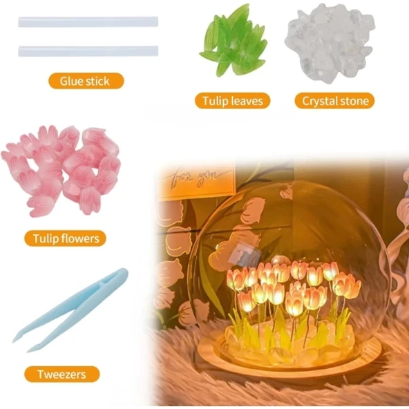 LED Işıklı Kendin Yap Lale Cam Küre - Resim 3