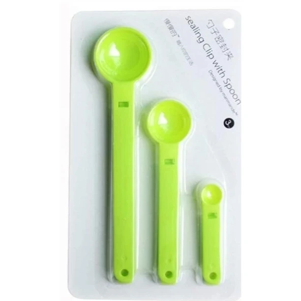 Ölçme Kaşıklı Poşet Klipsi 3'lü Paket ürün görseli 1