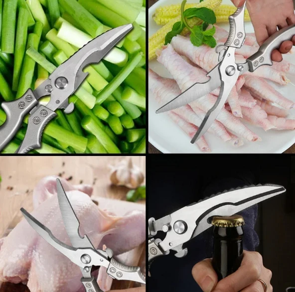 Paslanmaz Çelik Tavuk Kemik Makası, Mutfak Makası Ev Gıda, Balık Tavuk Ördek Kesici Makas, - Resim 3