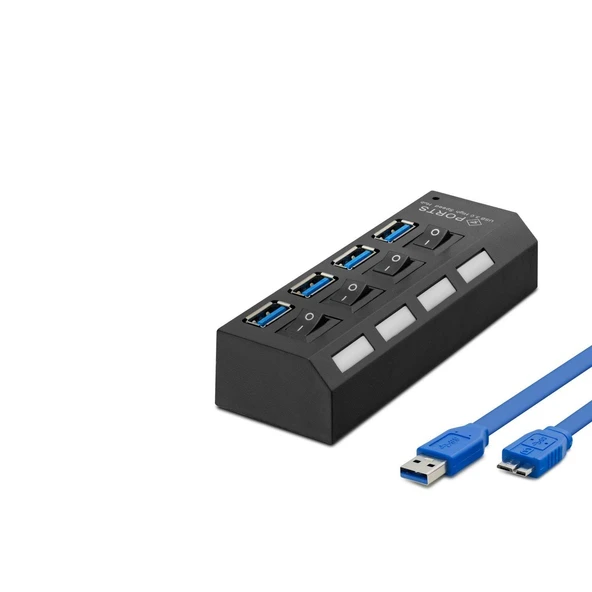 Usb3.0 Hub 4*Usb 50Cm Siyah HDX7023 ürün görseli
