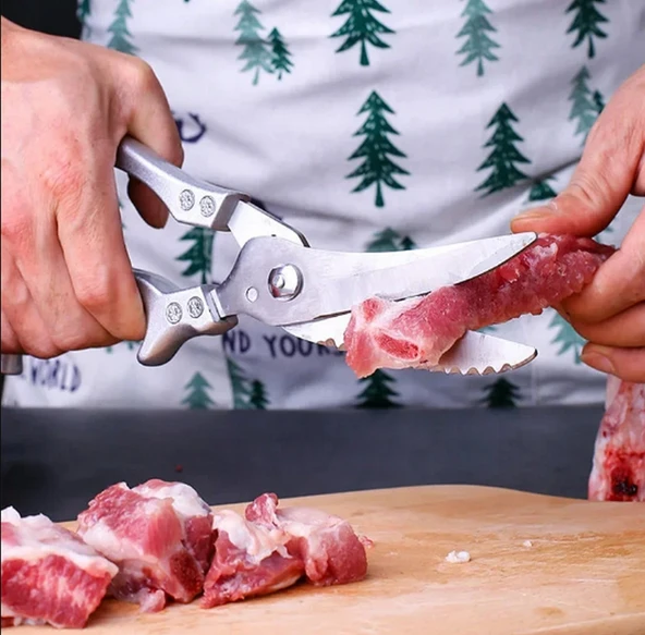 Paslanmaz Çelik Tavuk Kemik Makası, Mutfak Makası Ev Gıda, Balık Tavuk Ördek Kesici Makas, - Resim 4