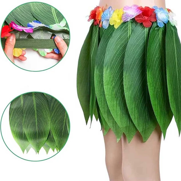 Tropikal Esintili Hawaii Yapraklı Parti Eteği Yetişkin Boy ürün görseli