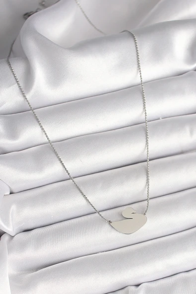 316L Çelik Gümüş Renk Zincir Kuğu Model Kadın Kolye - TJ-BKO9872 - Resim 2