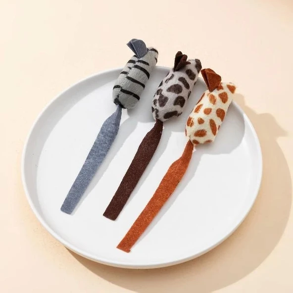 Peluş Fare Kedi Oyuncağı 3 Adet - Resim 2