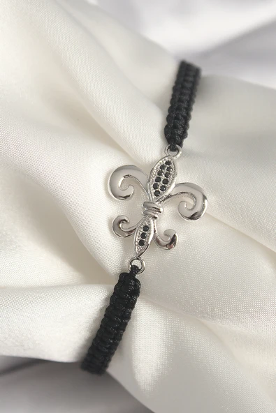 Pirinç Gümüş Renk Zirkon Taş İşlemeli Zambak Model Asansörlü Makrome Model Kadın Bileklik - TJ-BB6806 ürün görseli