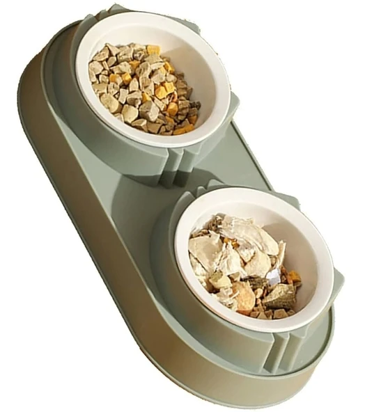 Mikopet Çift Bölmeli Mama ve Su Kabı - Resim 3