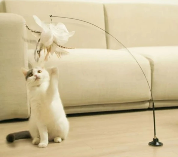 Vantuzlu Tüylü Zilli Kedi Oyun Oltası ürün görseli