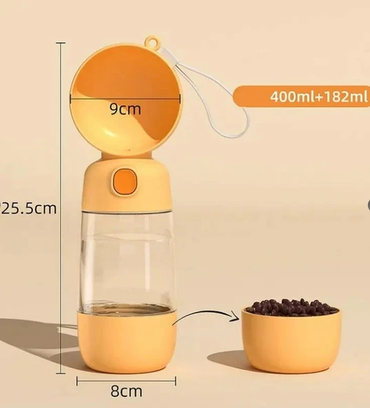 Taşınabilir Evcil Hayvan Mama Hazneli Su Matarası - Resim 3