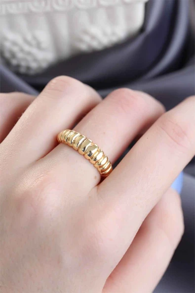 Altın Renk Ayarlamalı Burgu Kadın Yüzük - TJ-BYK1503 - Resim 2