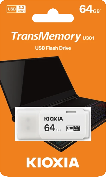64GB USB3.2 GEN1 KIOXIA BEYAZ USB BELLEK LU301W064GG4 - 3