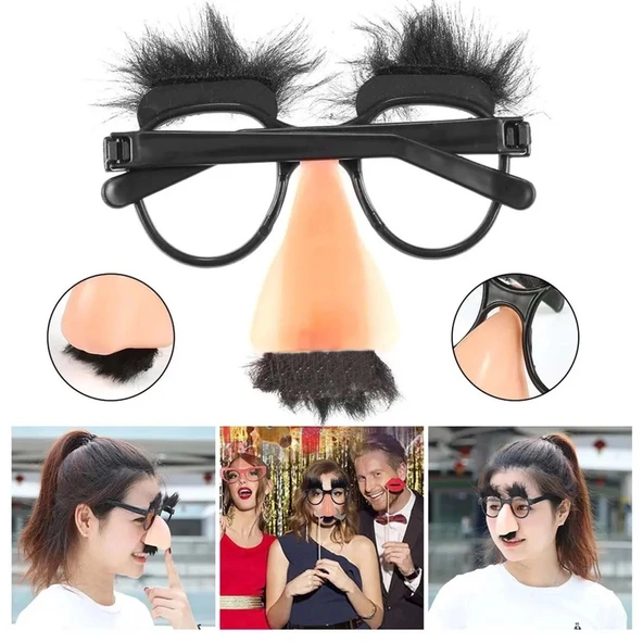Eğlenceli Kılık Değiştirme Kaş Bıyık Mizah Gözlüğü 9x13 cm ürün görseli 1
