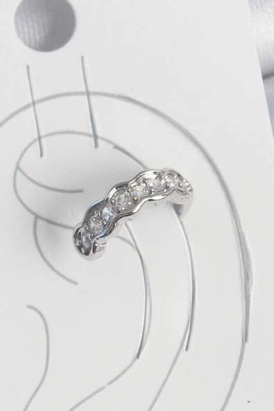 Pirinç Gümüş Renk Zirkon Taşlı Kıkırdak Model Kadın Küpe - TJ-BKP10550 ürün görseli