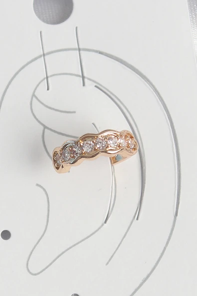 Pirinç Gold Renk Zirkon Taşlı Kadın Kıkırdak Küpe - TJ-BKP10571 ürün görseli