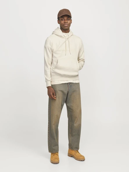 JACK JONES Original Yazılı Erkek Kapüşonlu Sweatshirt 12270541 - Resim 5