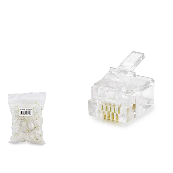 Rj11 Konnektör 4Pın Telefon 100Lü Paket Şeffaf HDX5059 ürün görseli
