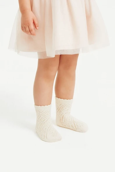 Dantelli Fileli Okul Çorabı - 7