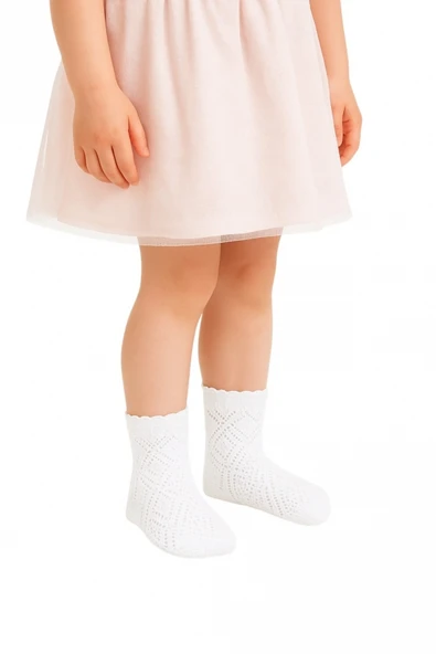 Dantelli Fileli Okul Çorabı - 5