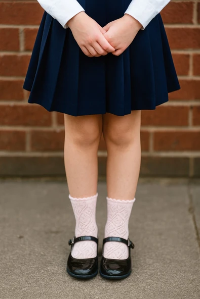 Dantelli Fileli Okul Çorabı - 10