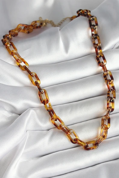 Leopar Desenli Mika Zincir Kadın Kolye - TJ-BKO10236 ürün görseli