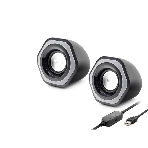 Bilgisayar Hoparlörü 1+1 Usb + 3.5 Mm + Ses Kontrol Siyah SPA2209 ürün görseli