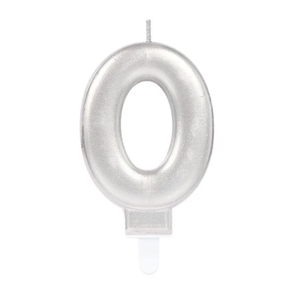 0 Rakamı Mum Gümüş Renk ürün görseli 1