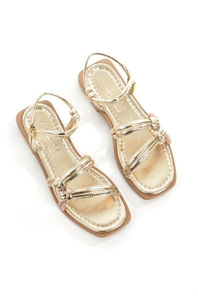 MİA026-1571 Kadın Taşlı Abiye Günlük-Düğün-Eğlence-ALTIN Tatil  Sandaleti - Resim 4