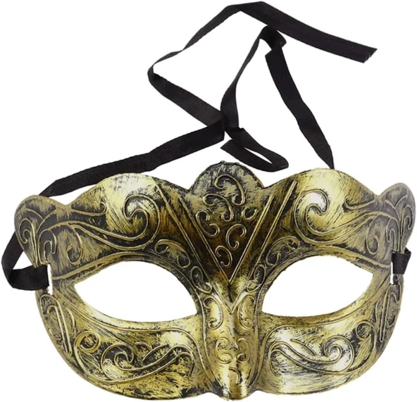 Altın Renk Eskitme Balo Maskesi – Venedik Tarzı Parti Maskesi - Resim 4