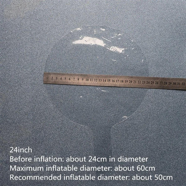 Kırmızı Simli Yuvarlak Şeffaf Balon 24 İnç - Resim 2