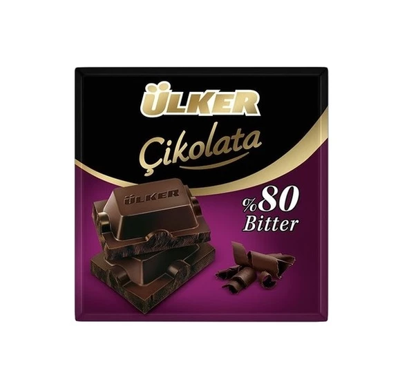 Ülker Kare %80 Bitter Çikolata 60 gr 6 adet - 2