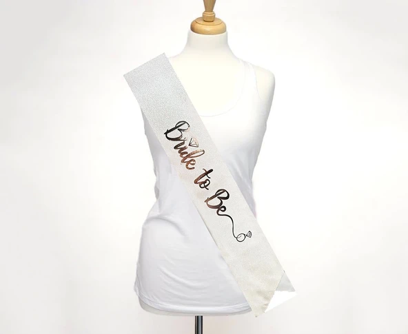 Beyaz Gümüş Bride To Be Yazılı Kuşak Kemer - Resim 2