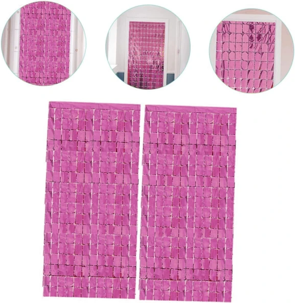 Ekstra Metalize Rose Gold Disko Kapı Perdesi - Resim 3