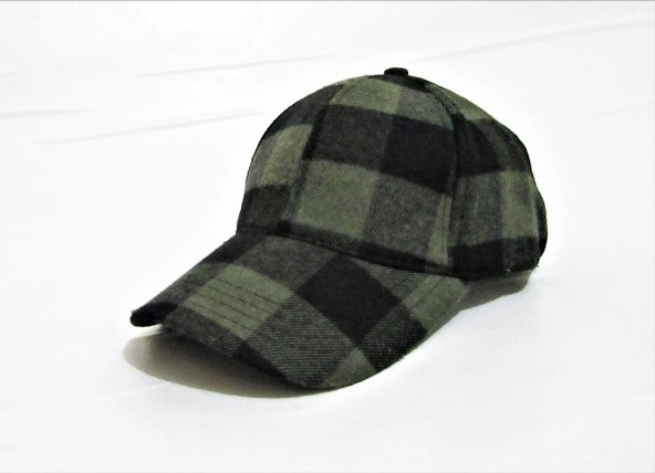 salarticaret Unısex Kışlık Kare Desenli Cap Şapka - Haki - 2